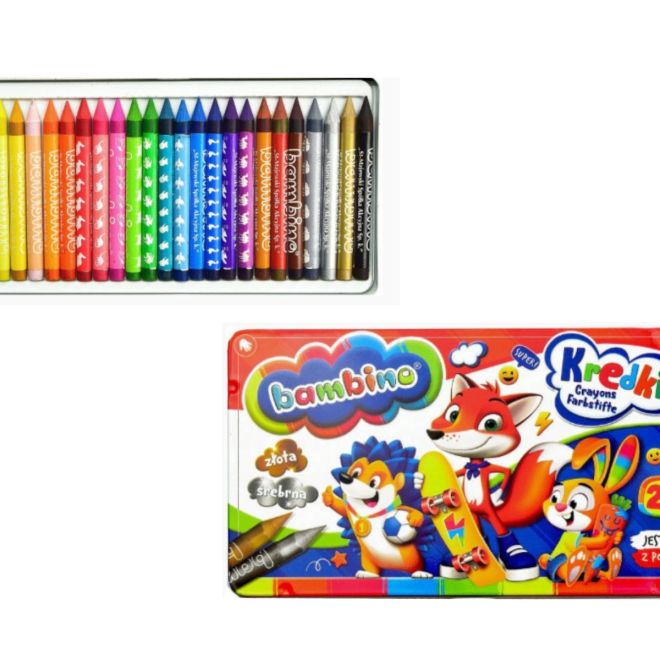 Voskovky v kovové krabičce Bambino - 24 barev