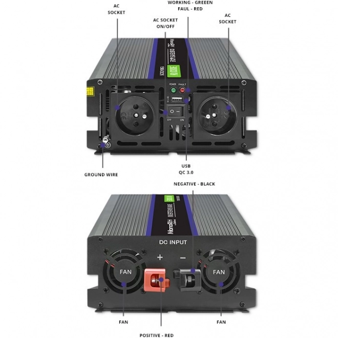 Měnič napětí Monolith 3000 MS Wave | 12V na 230V | 1500/3000W | USB