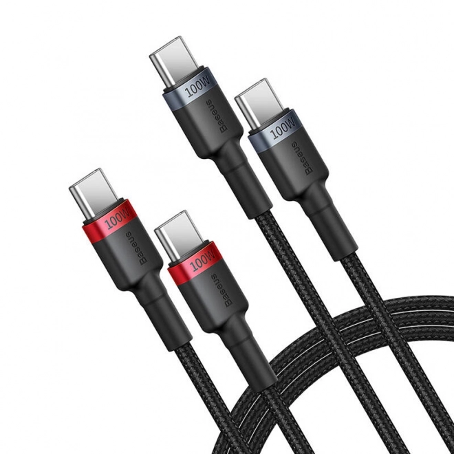 Kabel Baseus Cafule USB-C na USB-C 100W,1m, 2ks (červeno-černý, šedo-černý)