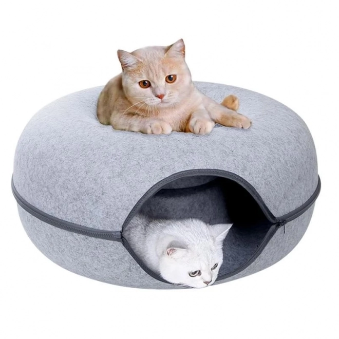 Kočičí pelíšek Donut Tunnel Bed 50cm - šedý