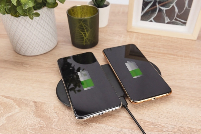 15W bezdrátová indukční nabíječka Qi Duo-Power 1m USB-C černá