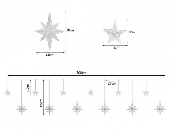Hvězda girlanda světla opona 138 LED diod