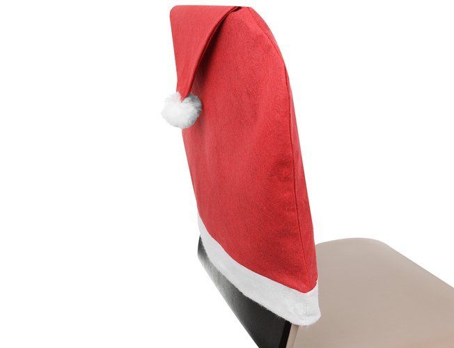 Vánoční sada potahů na židle a ubrusu ve tvaru čepice