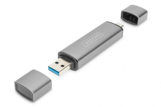 Čtečka paměťových karet 3 porty USB typu C/ USB 3.0 SuperSpeed SD Micro SD HQ hliníková šedá