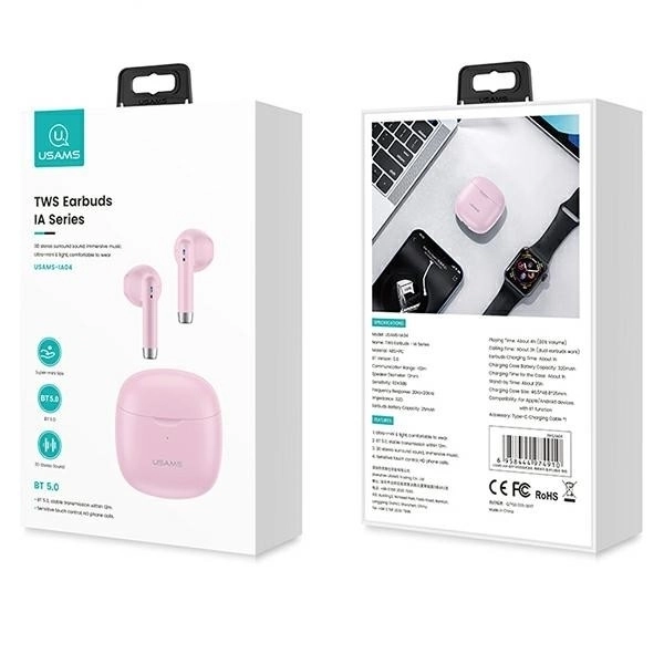 Bluetooth sluchátka TWS 5.0 IA Series Pink BHUIA04