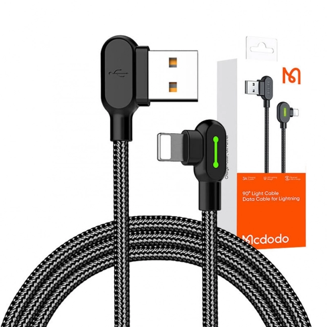 Kabel USB-Lightning, Mcdodo CA-4673, úhlový, 1,8 m (černý)