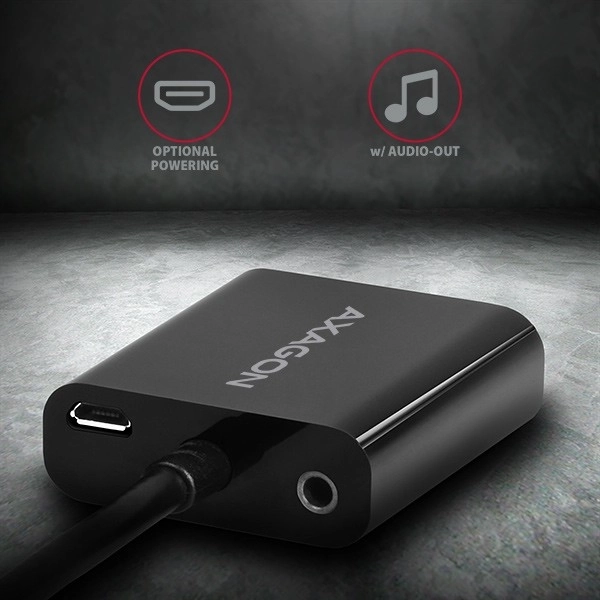 RVH-VGAN Aktivní adaptér HDMI -> VGA FullHD, audio výstup, napájecí konektor micro USB