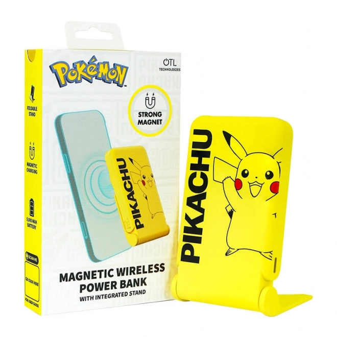 Indukční powerbanka OTL 5000 mAh, USB-C 15W, Pokemon Pikatchu se stojánkem (žlutá)