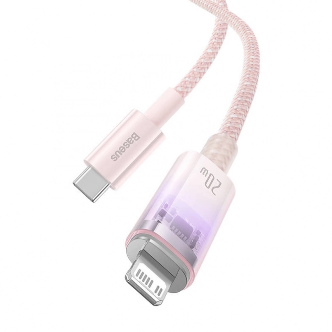 Rychlonabíjecí kabel Baseus USB-C na Lightning Explorer Series 1 m, 20 W (růžový)