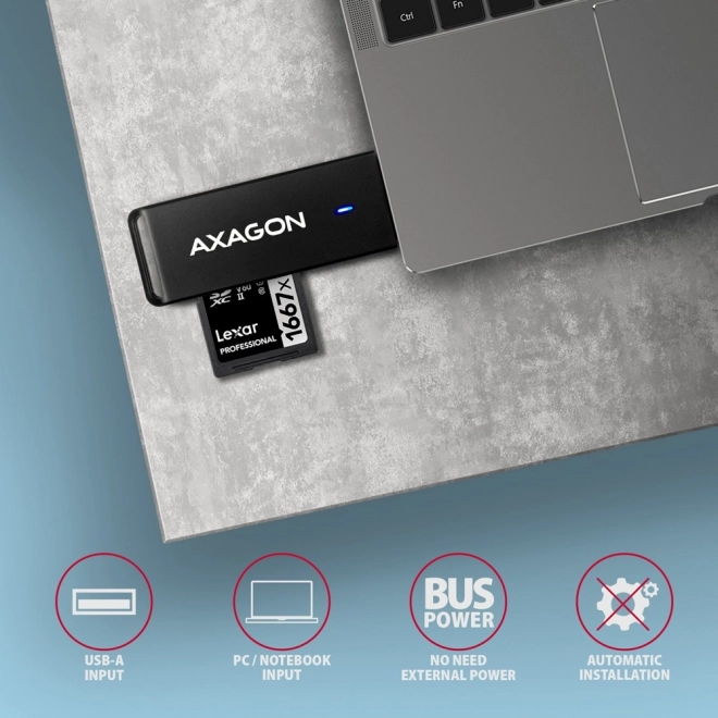 CRE-S2N Externí čtečka paměťových karet USB-A 3. 2 GEN 1, 2 sloty, SD/microSD, UHS-I