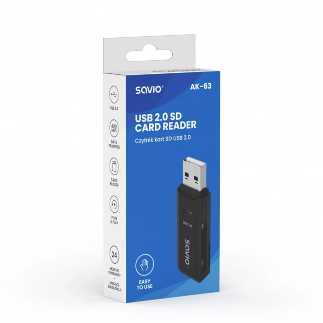 Čtečka karet SD, USB 2.0, 480 Mb/s, AK-63