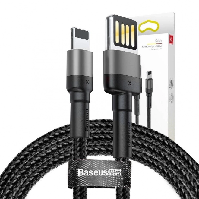 Bleskový kabel USB (oboustranný) Baseus Cafule 2,4A 1 m (šedo-černý)