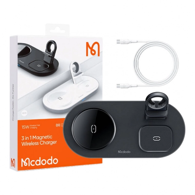 Bezdrátová nabíječka Mcdodo CH-7063 3 v 1 15W (mobil/TWS/Apple watch) černá