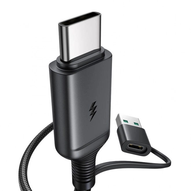 Magnetická nabíječka Joyroom JR-WQM03, USB + USB-C, 1,2 m (černá)