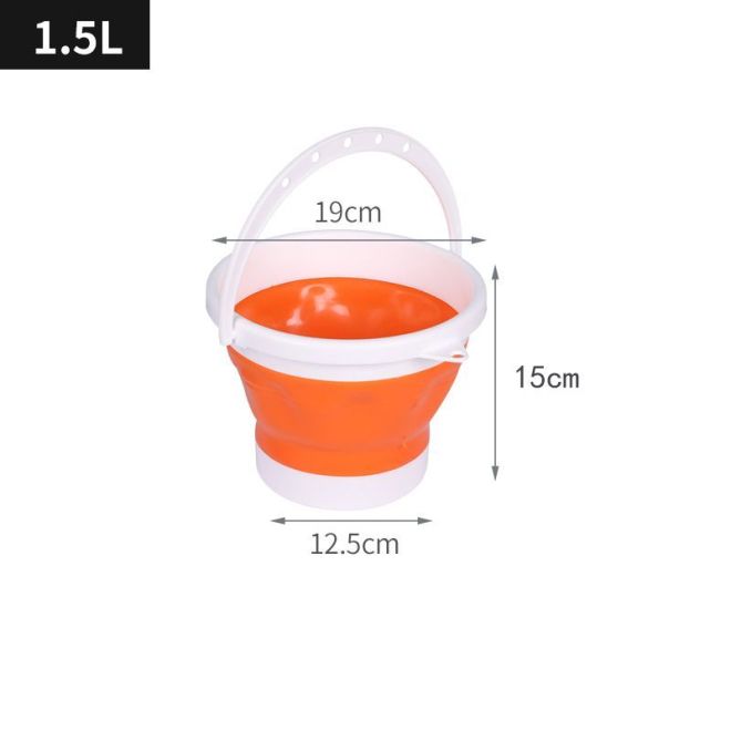 Silikonový skládací kbelík 1,5 l - oranžovo-bílý