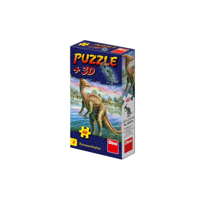 Puzzle Dinosauři 23,5 x 21,5 cm 60 dílků + figurka v krabičce