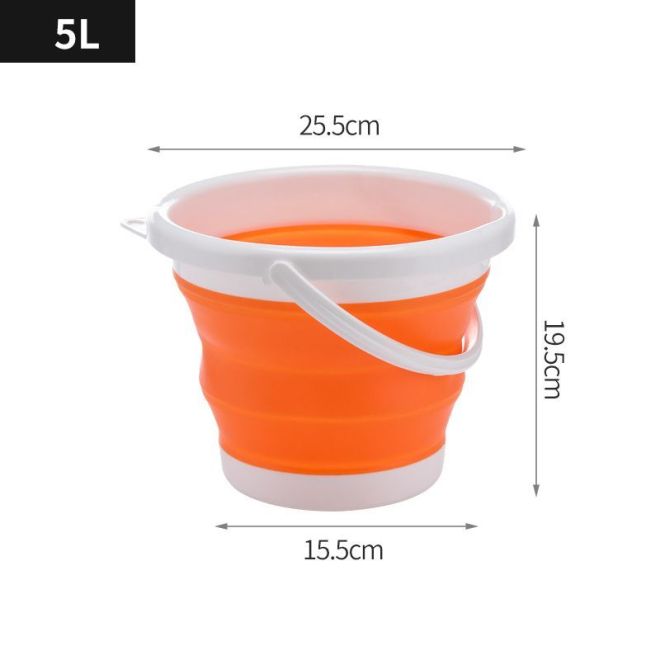 Silikonový skládací kbelík 5 l - oranžovo-bílý
