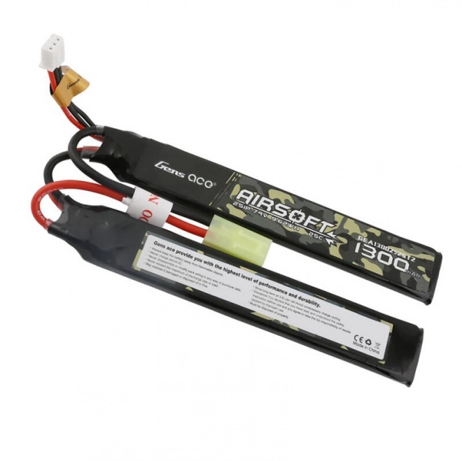 Gens ace 25C 1300mAh 2S1P 7,4V sedlová airsoftová pistolová lipo baterie s mini konektorem Tamiya