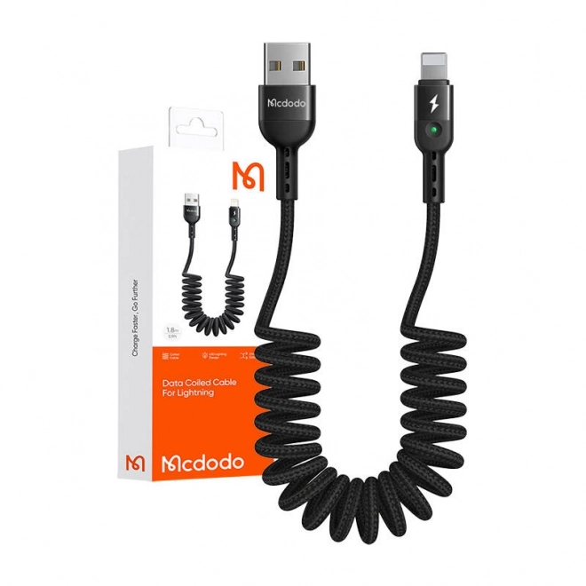 Kabel USB-Lightning, Mcdodo CA-6410, pružinový, 1,8 m (černý)