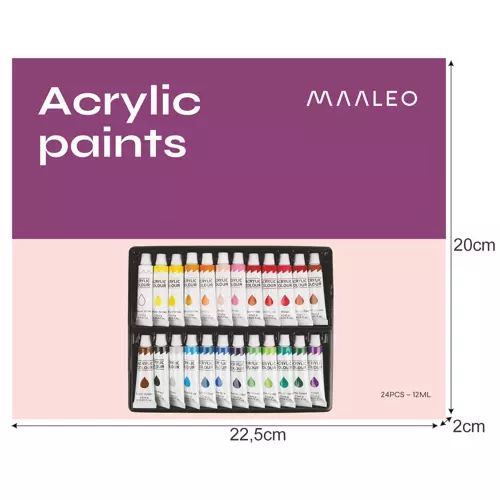 Akrylové barvy 24 ks - 12 ml. Maaleo 20363