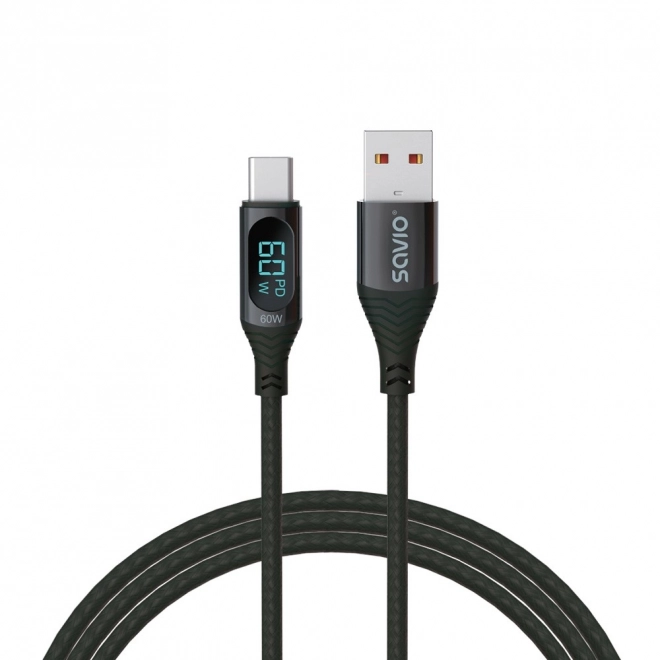 Kabel USB na USB C s displejem, 60 W, 1 m, CL-172