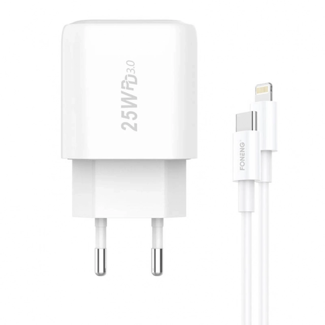 Rychlonabíječka Foneng 1x USB EU40 + kabel USB C na Lightning