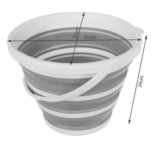 Skládací silikonový kbelík 10L – Šedý