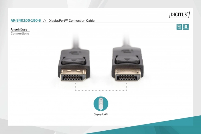 Propojovací kabel DisplayPort s 1080p 60Hz FHD snap-on typ DP/DP M/M černý 15m