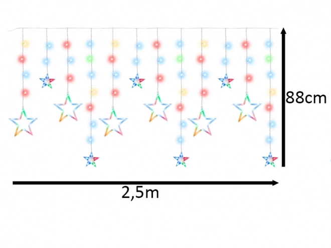 LED závěs s dvěmi druhy hvězd - 2,5 m, 138 LED – barevný