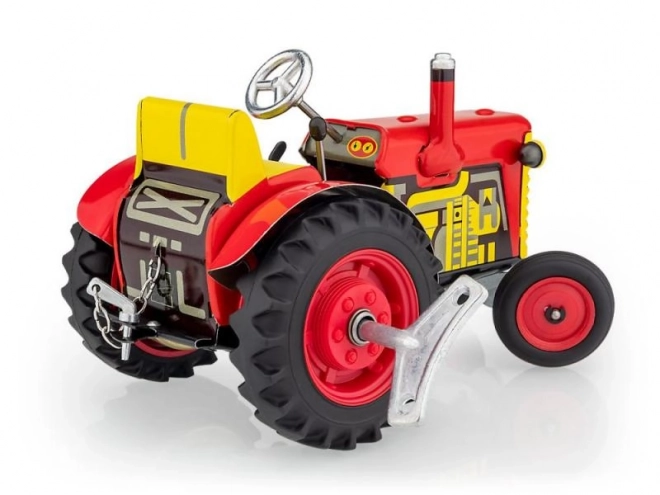 Traktor Zetor s valníkem červený na klíček kov 28cm Kovap v krabičce