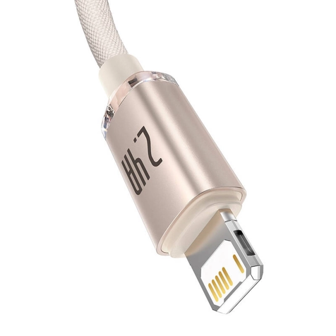 Kabel USB na iP Baseus Crystal Shine, 2,4A, 2m (růžový)