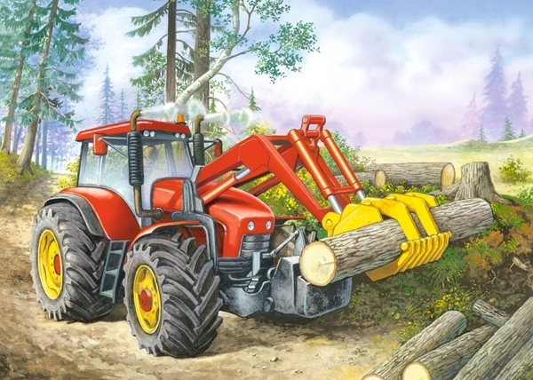 CASTORLAND Puzzle 60 dílků Lesní pozemek - Traktor s drapákem 5+