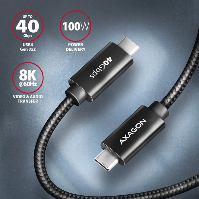 BUCM432-CM10AB USB-C - Kabel USB-C, USB4 Gen 3x2 1m, PD 100W, 8K HD, ALU, opletený Černá barva