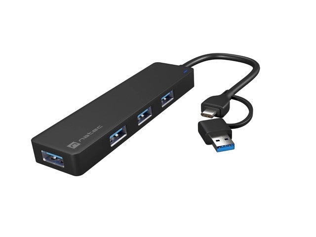 Mayfly USB-C 4portový rozbočovač černý + adaptér USB-A