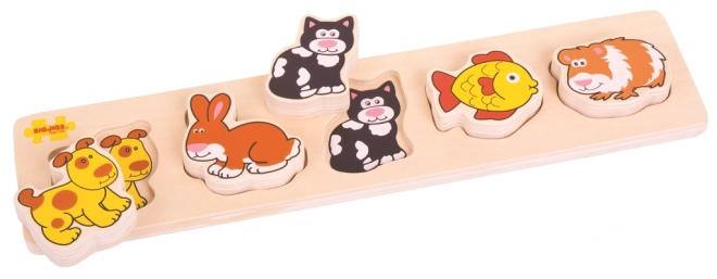 Bigjigs Baby Dřevěné vkládací puzzle domácí zvířata