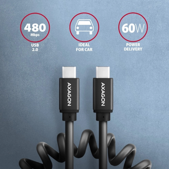 BUCM-CM10TB Twister USB-C - kabel USB-C, 0,6 m, USB 2.0, 3A, ALU, PVC černý