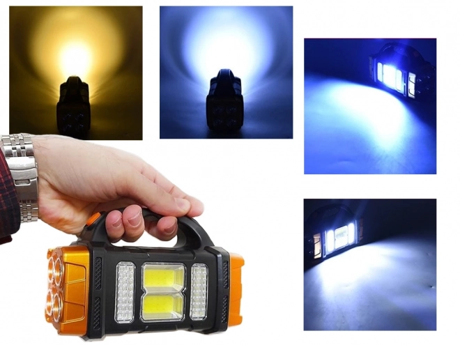 Přenosná solární LED COB svítilna s powerbankou