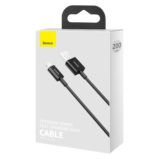 Kabel USB na iP 2,4A 2m (černý)