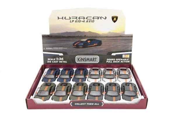 Auto Kinsmart Lamborghini Huracan kov/plast 12cm na zpětné natažení 4 barvy