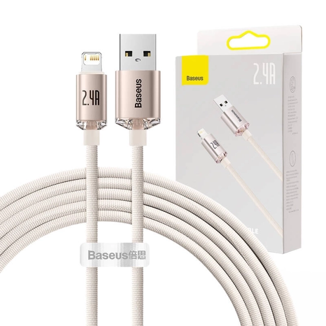 Kabel USB na iP Baseus Crystal Shine, 2,4A, 2m (růžový)