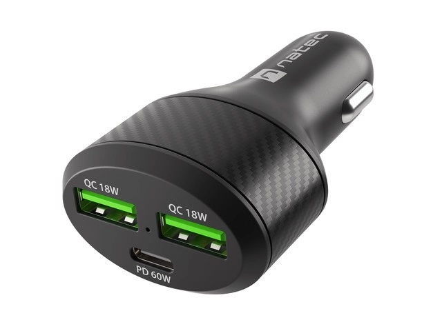 Nabíječka do auta Coney 2x USB 1x USB-C QC 3.0 Power Delivery 84W černá