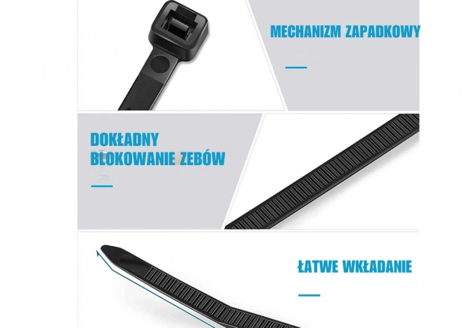 Kabelové pásky Kabelové svorky Zipper Trietki Trytytki 2,5x200 MM