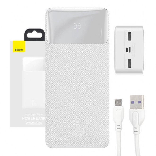 Powerbanka Baseus Bipow 30000mAh, 15W (bílá)