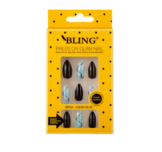 Umělé nehty, Tips BLING (24 ks) - mramorované, design III