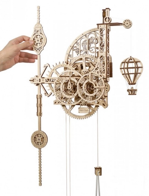 Ugears 3D dřevěné mechanické puzzle Nástěnné hodiny Aero