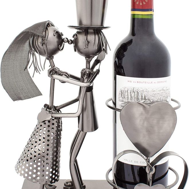 Kovový stojan na víno - zamilovaný pár