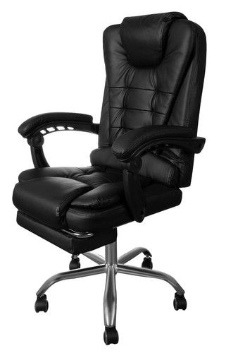 Kancelářská židle s podnožkou, eko kůže Malatec - černá