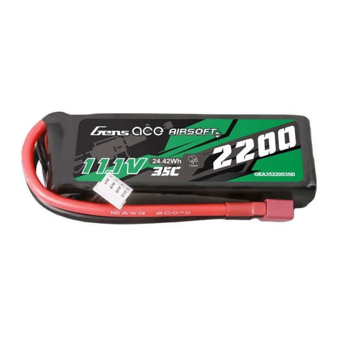 Gens ace 35C 2200mAh 3S1P 11,1V Airsoft Gun Lipo baterie s T zástrčkou