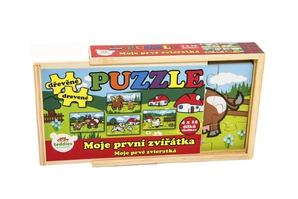 Dřevěné puzzle Moje první zvířátka 4x12 dílků