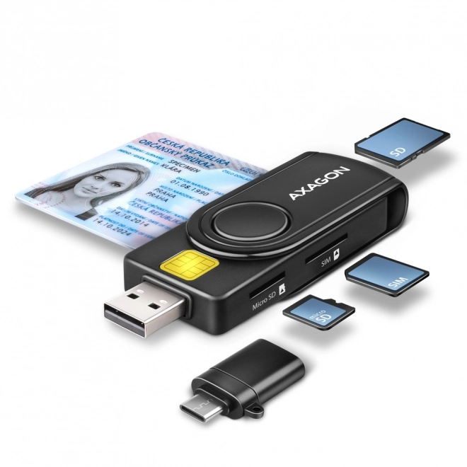 CRE-SMP2A ID a SD/microSD/SIM karta PocketReader USB